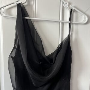 House of CB Black Sheer Slip Dress with Delicate Mesh